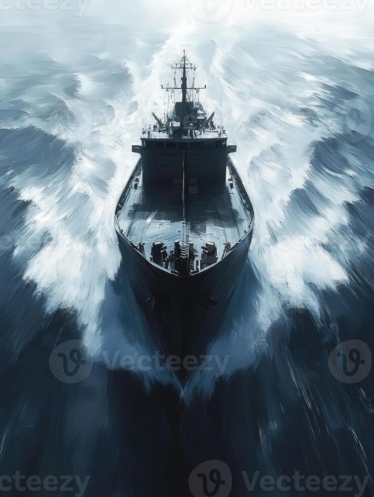 Ship navigating through turbulent waters during daytime photo