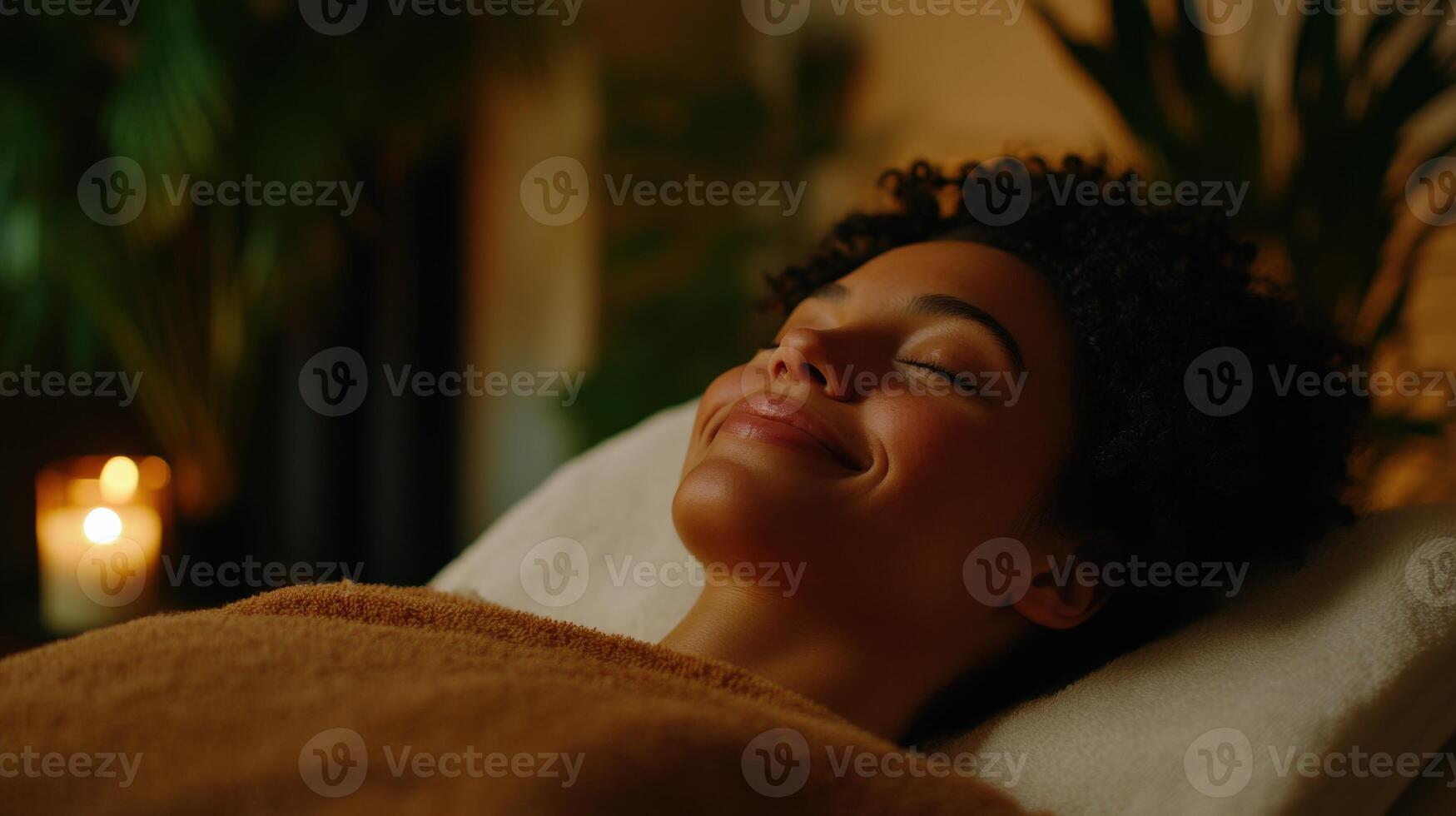Relaxation moment during a rejuvenating spa treatment in a tranquil setting photo