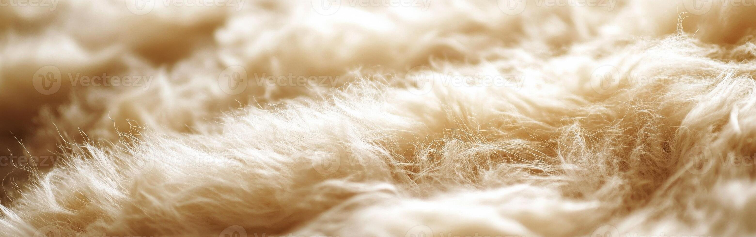 Soft and fluffy wool texture captured in natural warm light indoors photo