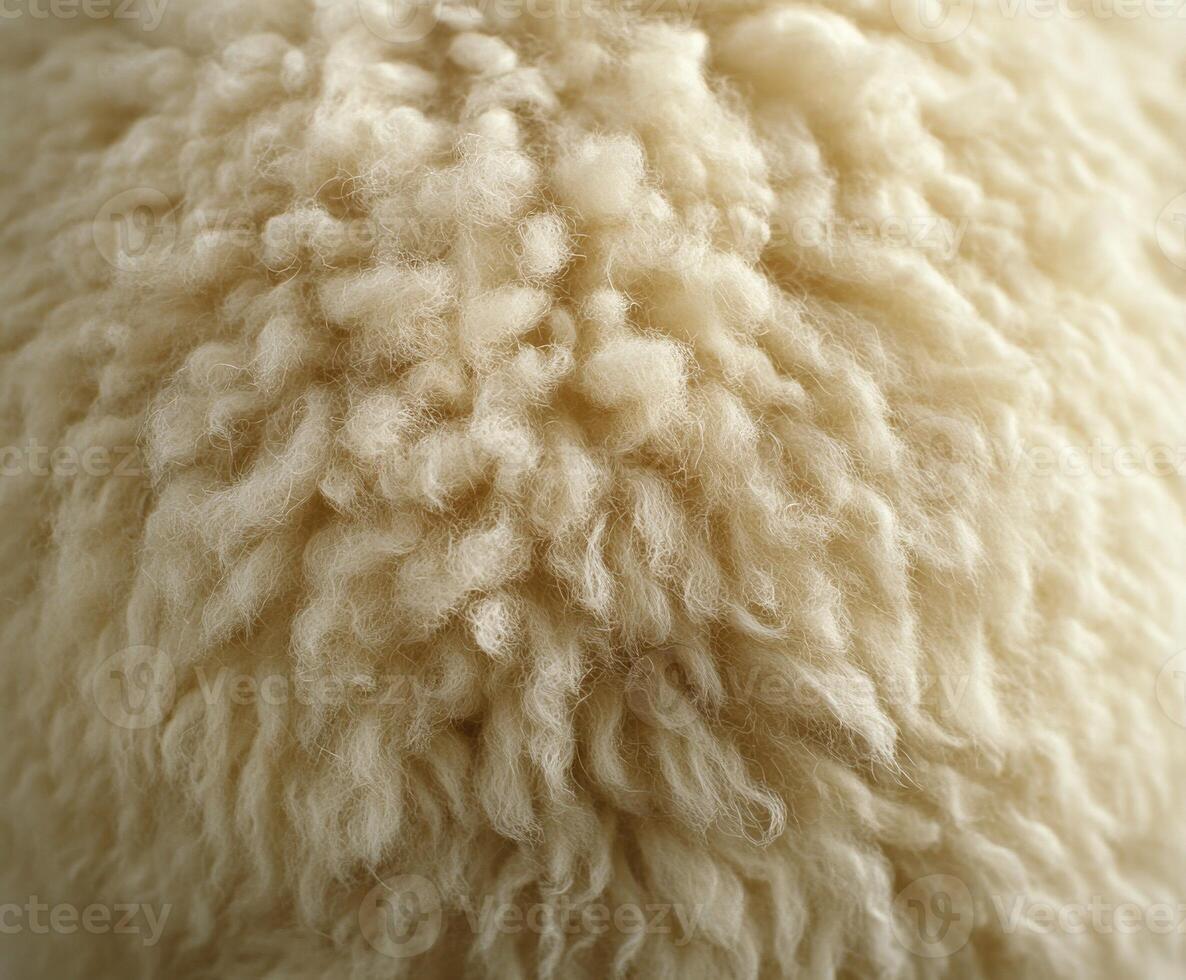 Close-up view of soft, curly wool texture under natural light conditions photo