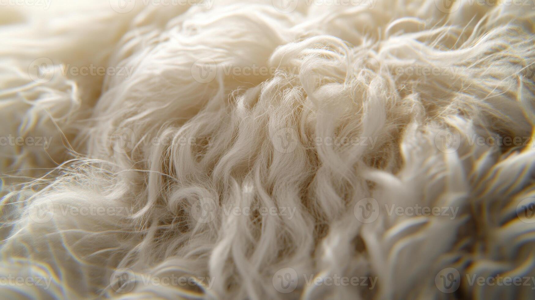 Close-up view of soft, fluffy white wool texture under natural light photo