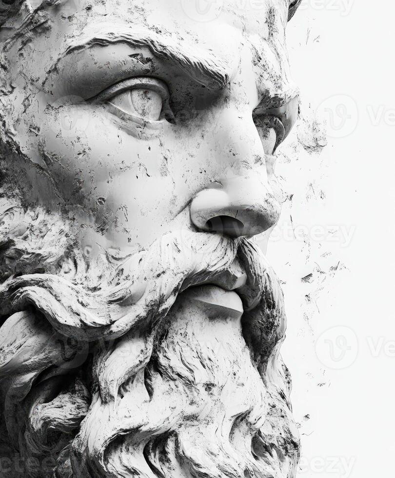 Detailed close-up of a marble statue capturing a noble expression photo
