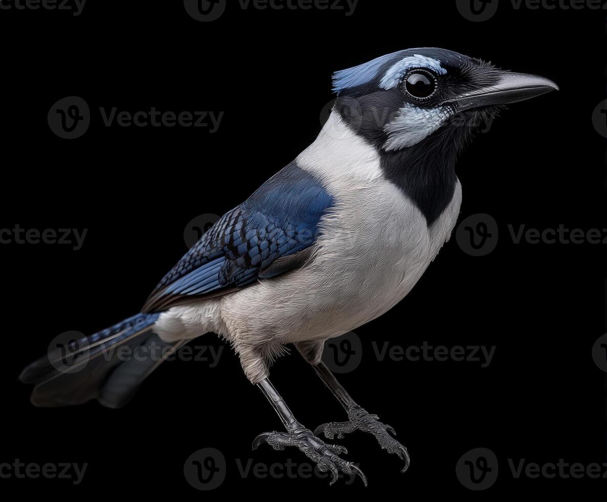 Colorful bird perched against a dark background showcasing vibrant feathers photo