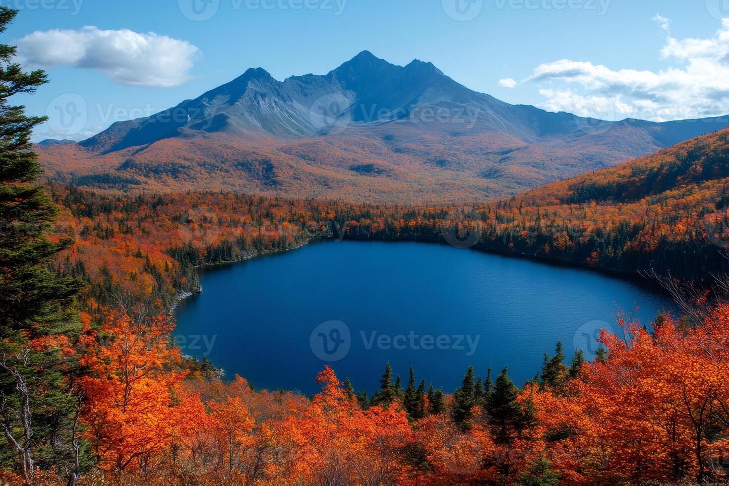 Picturesque lake and colorful autumn foliage in the katahdin woods and waters national monument photo