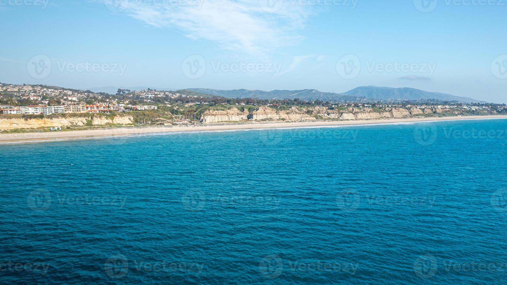 Aerial view of San Clemente coastline showcasing ocean and beach in clear weather photo