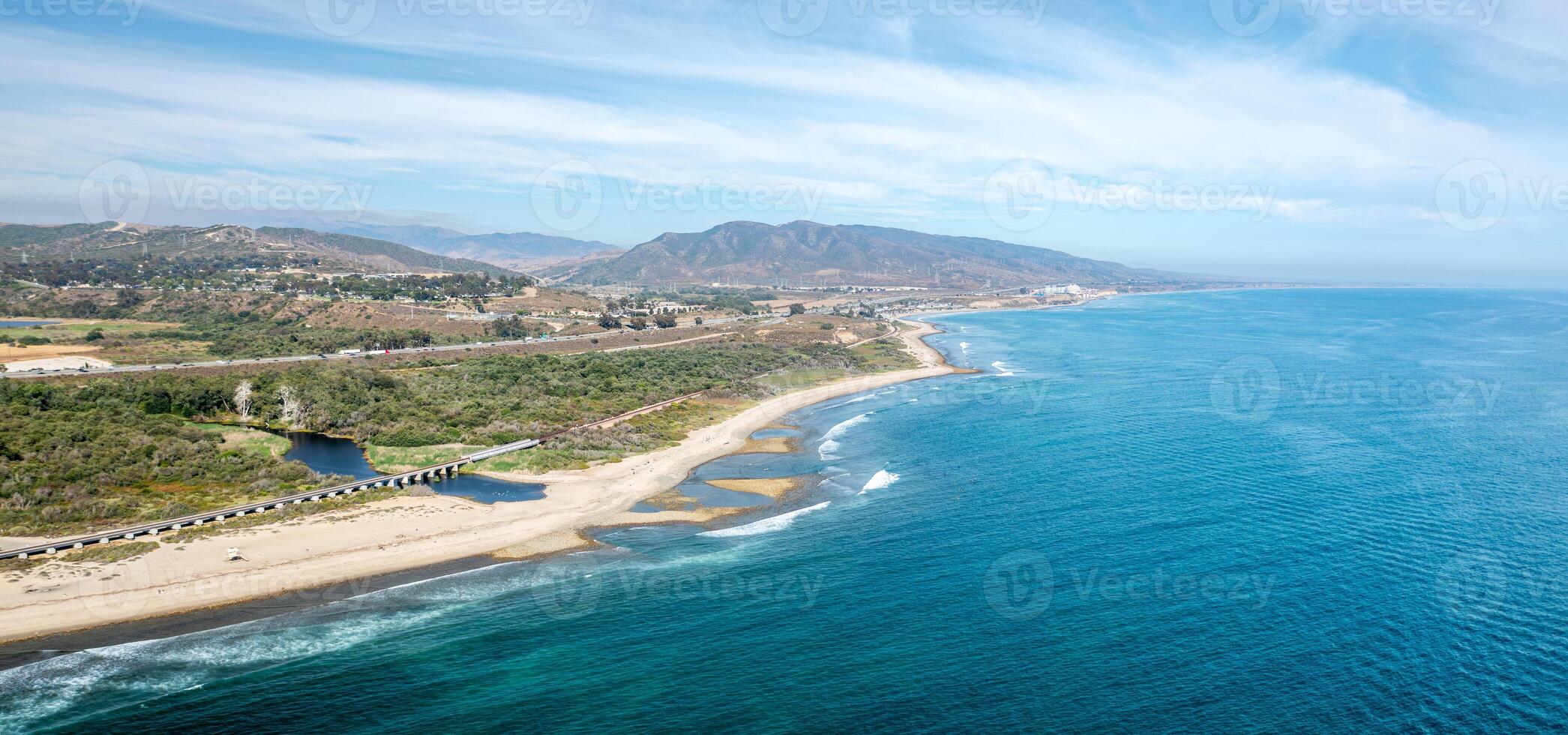 Aerial view of the coastline of San Clemente, California, featuring Trestles Beach photo