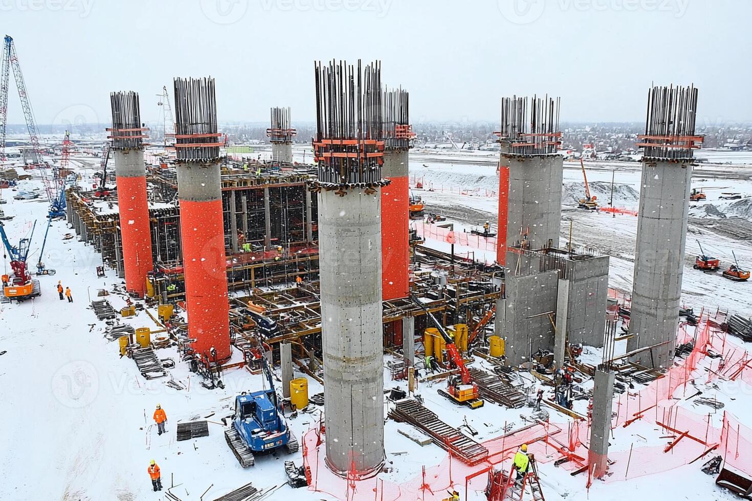Construction of the new macleod hydro station in winter photo