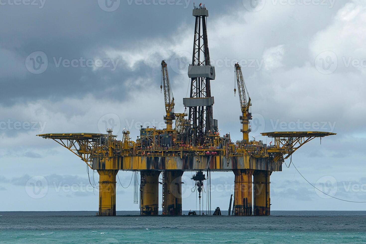 A large oil rig in the ocean photo
