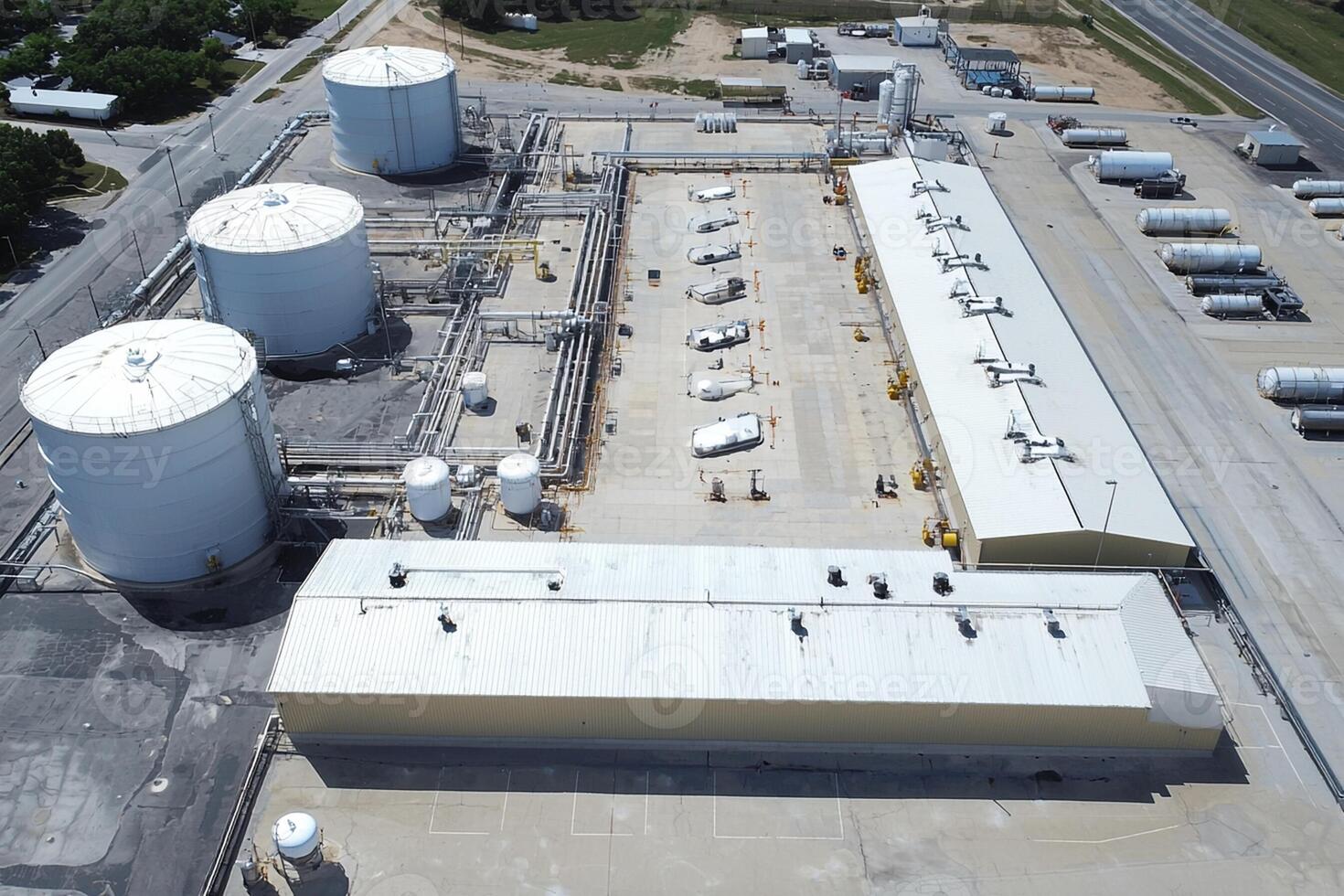 An aerial view of a large industrial plant photo