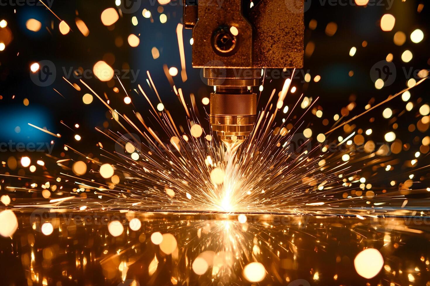 A close up of a machine that is cutting metal photo