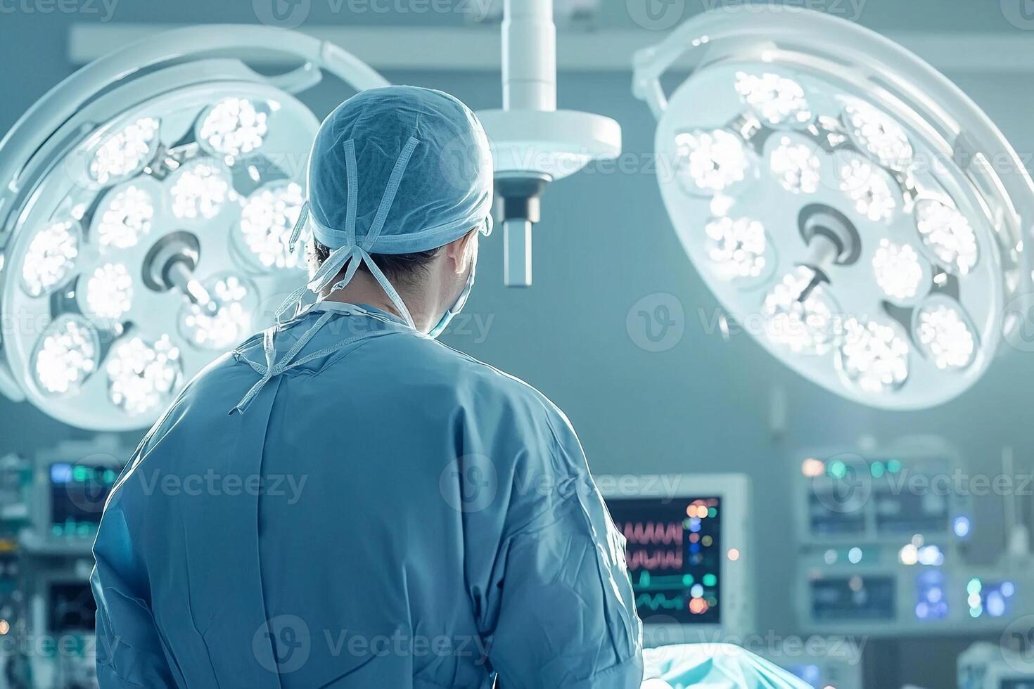 A surgeon is standing in an operating room photo