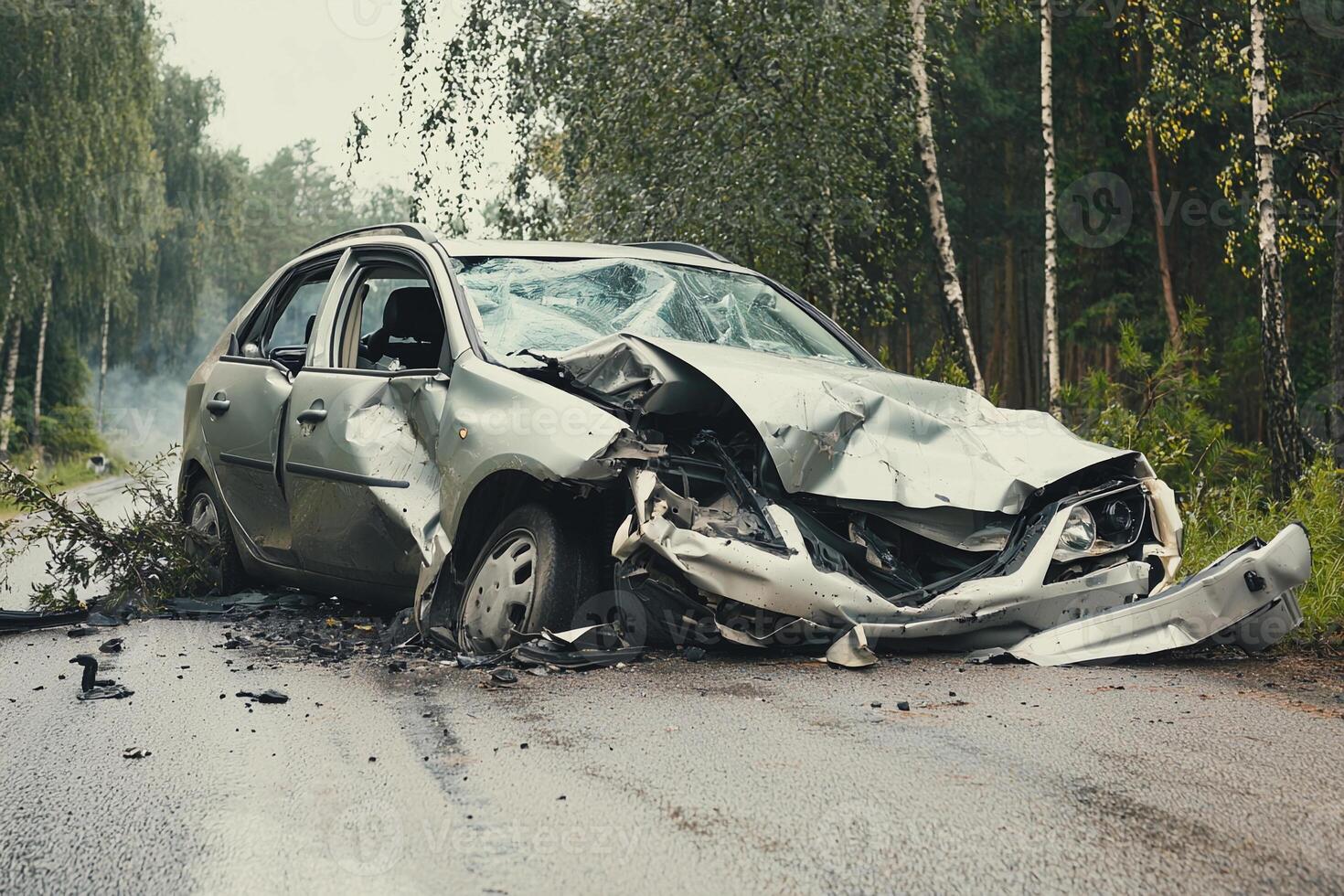 A car that has been damaged in a crash photo