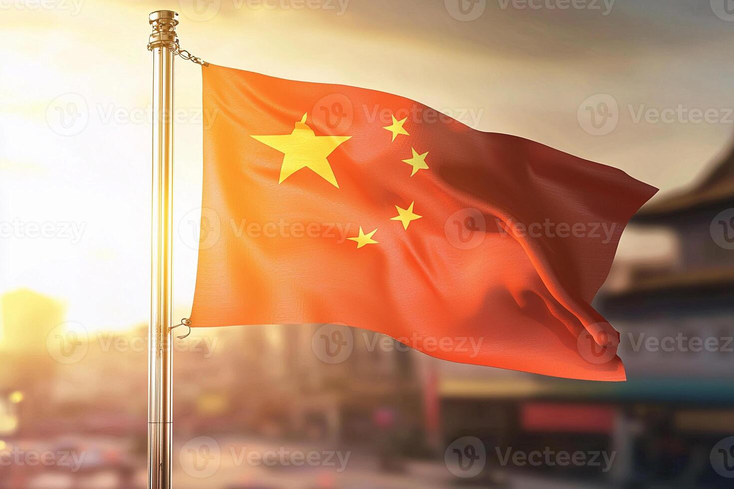 China's flag waving in the wind photo
