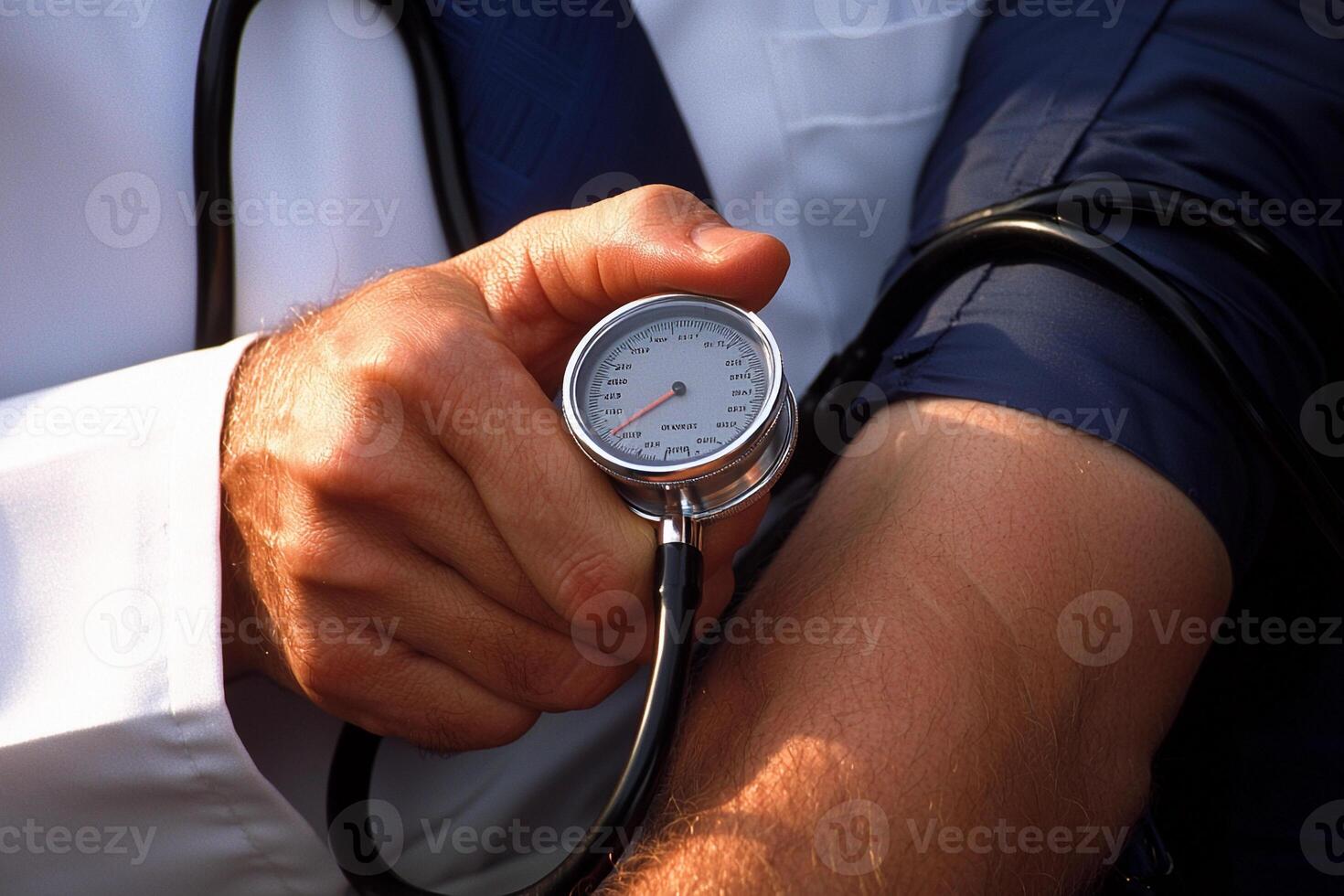 A doctor is checking the blood pressure of a patient photo