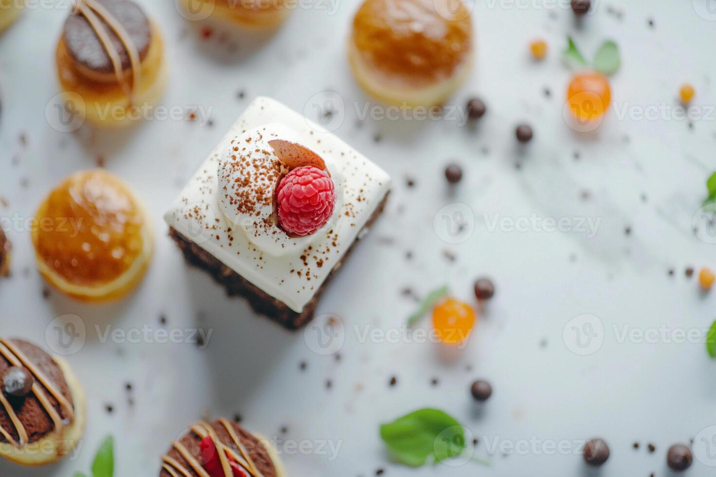 A dessert with a raspberry on top photo