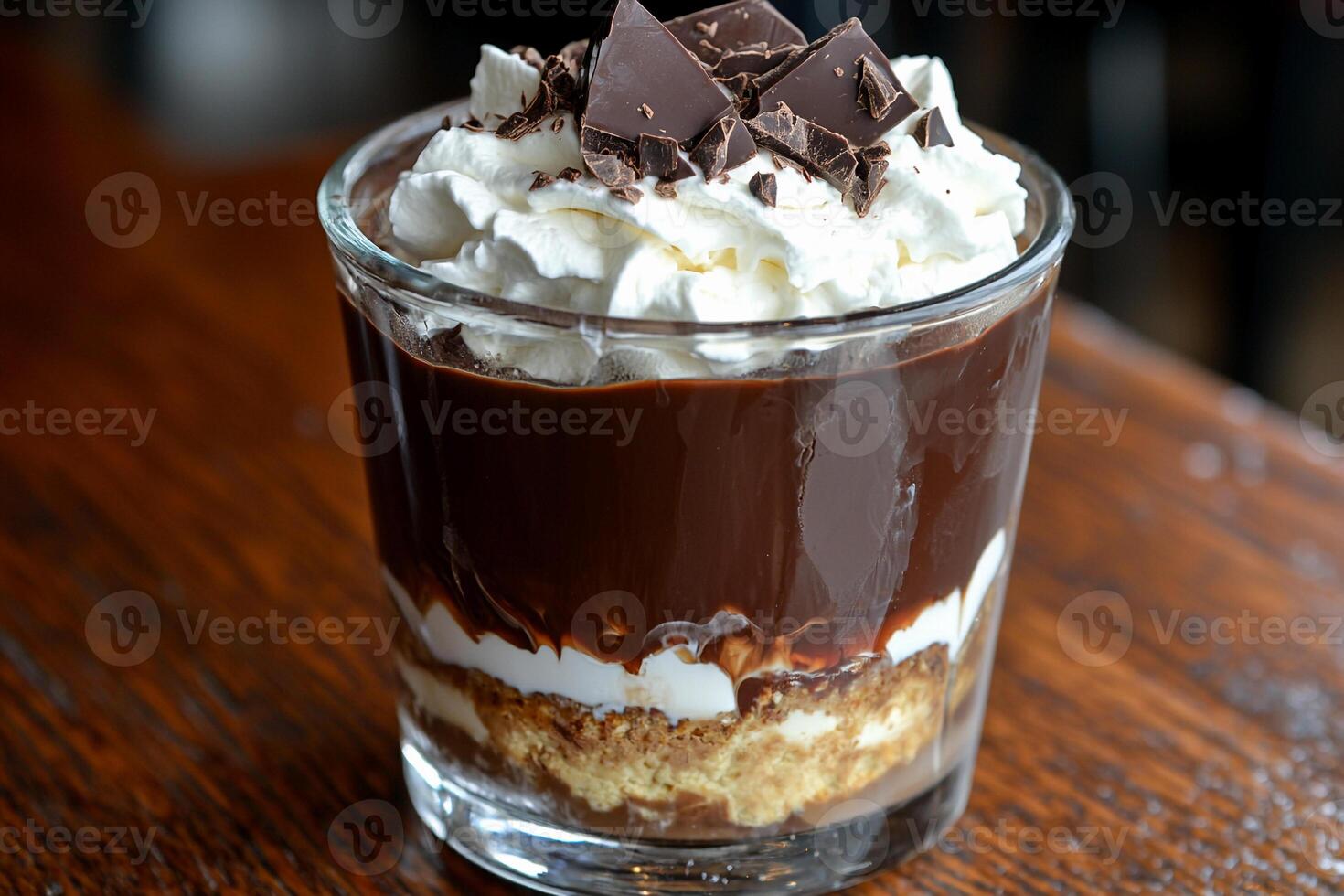 A dessert with whipped cream and chocolate chips photo