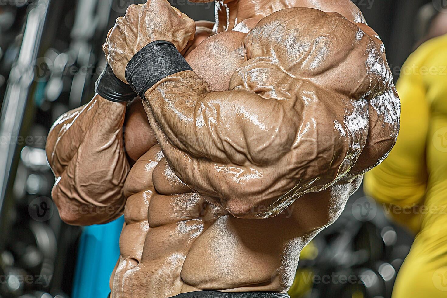 A man with a huge bodybuilding body photo