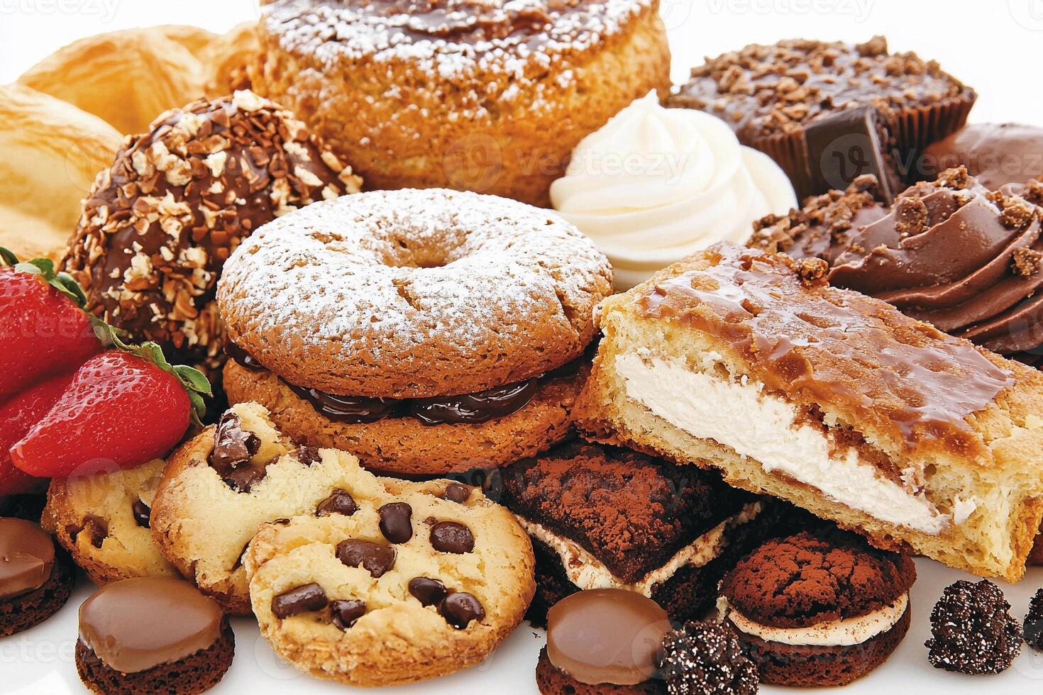 A plate of assorted pastries and desserts photo