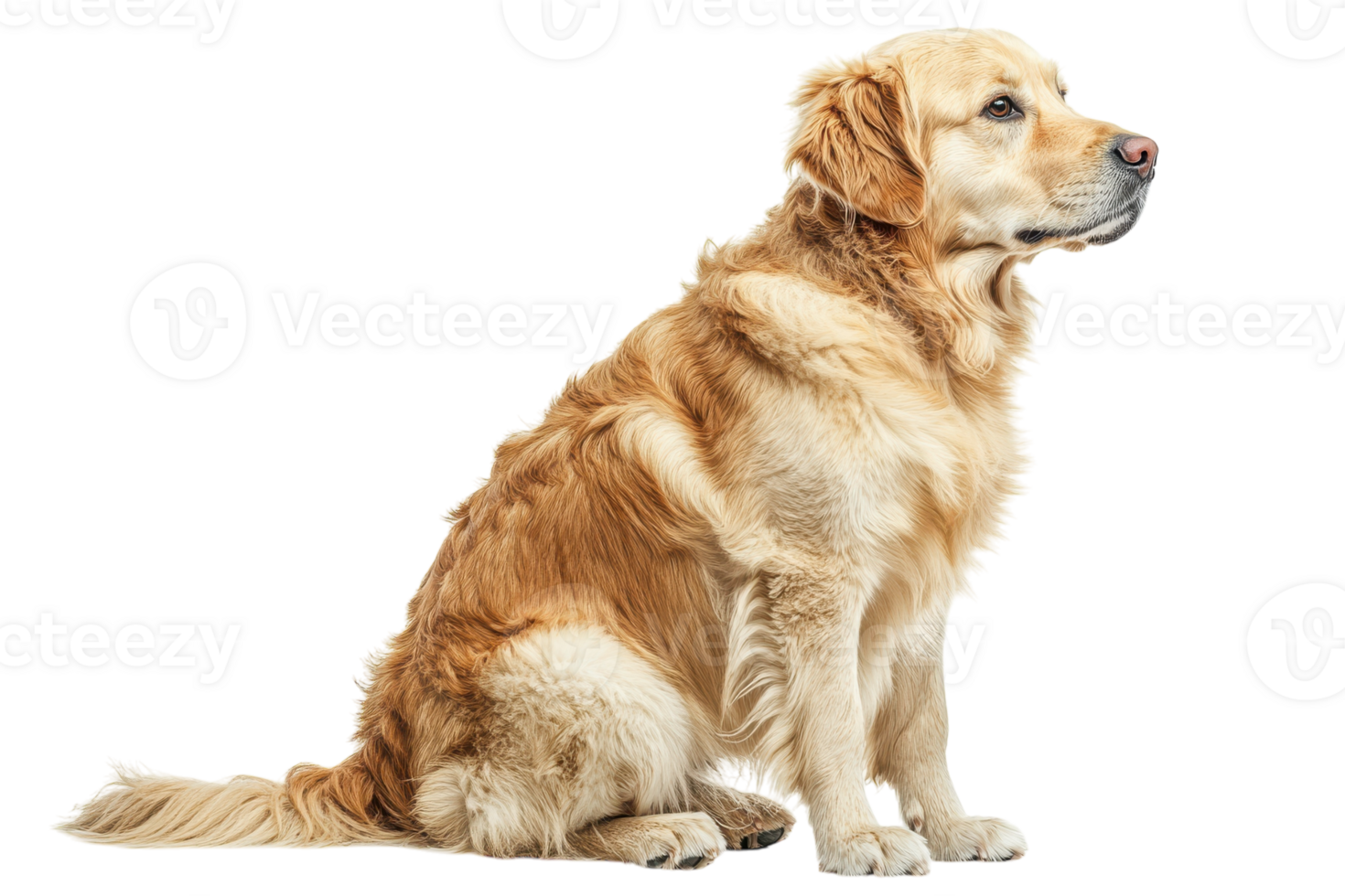 Golden retriever sitting gracefully against a plain background in a studio setting png