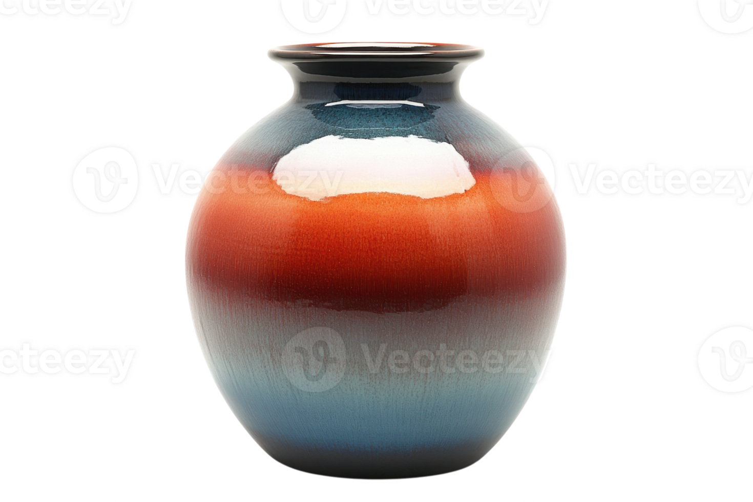Beautiful ceramic vase with gradient colors on display for home decoration png