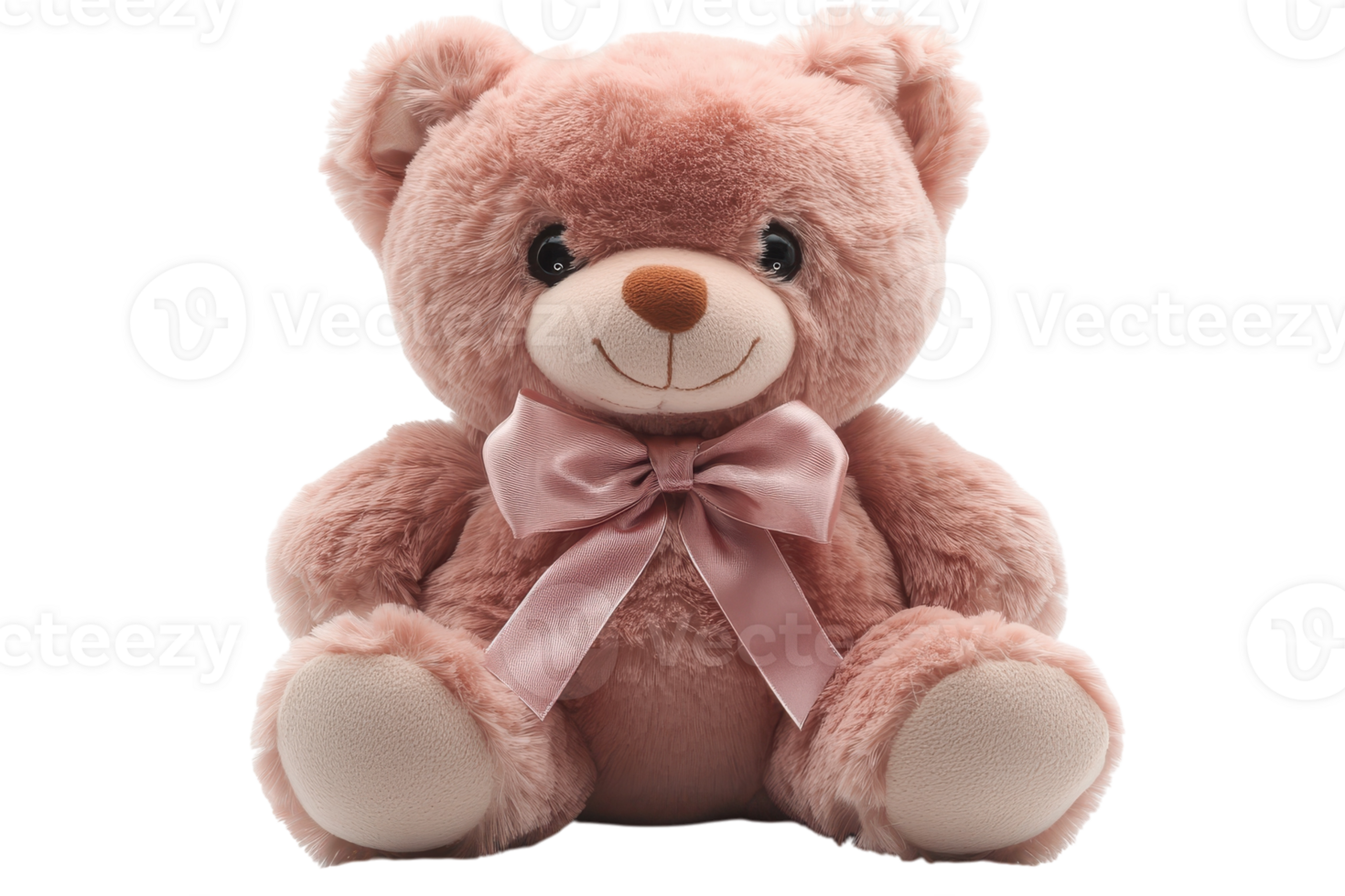 Cute soft pink teddy bear with a bow looking cheerful and cuddly, perfect for gifts and decoration png