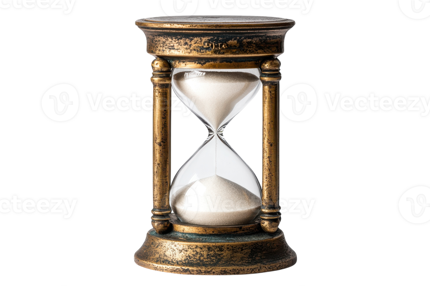 Elegant hourglass symbolizes the passage of time and nostalgia in a classic design png