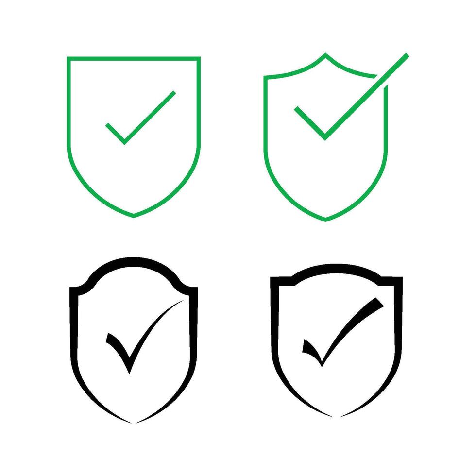 check mark icon in a shield vector