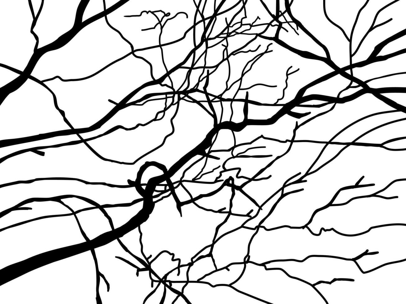 Black Branch Tree or Naked trees silhouettes set. vector