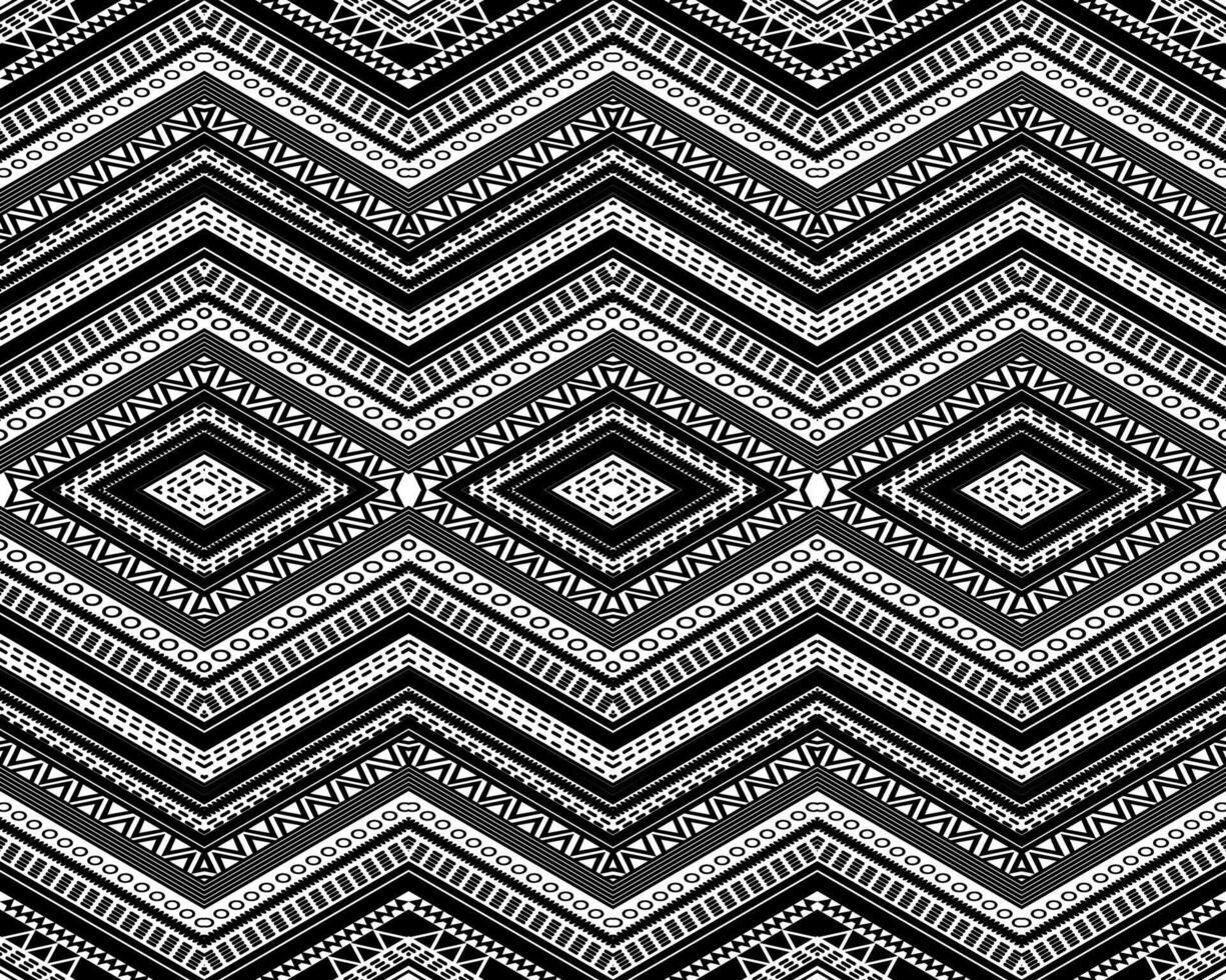 Black and White color Geometric ethnic oriental pattern traditional Design. vector