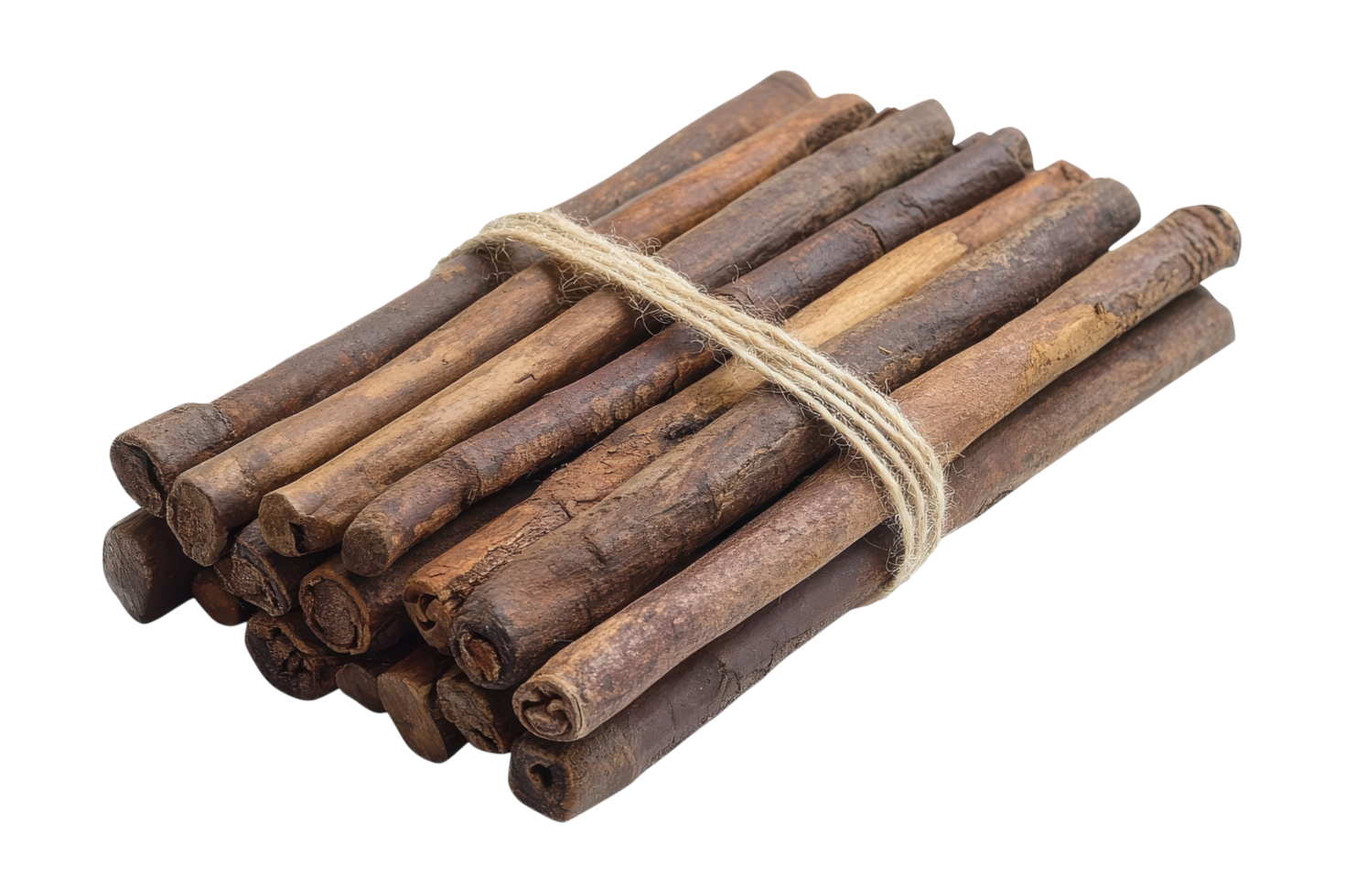 Bundle of natural wood sticks tied with string ready for use in crafting or decoration png