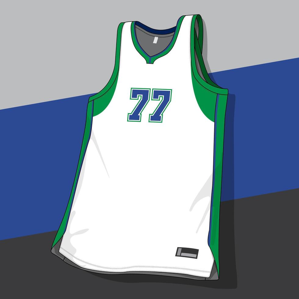white and green color basketball jersey design template vector