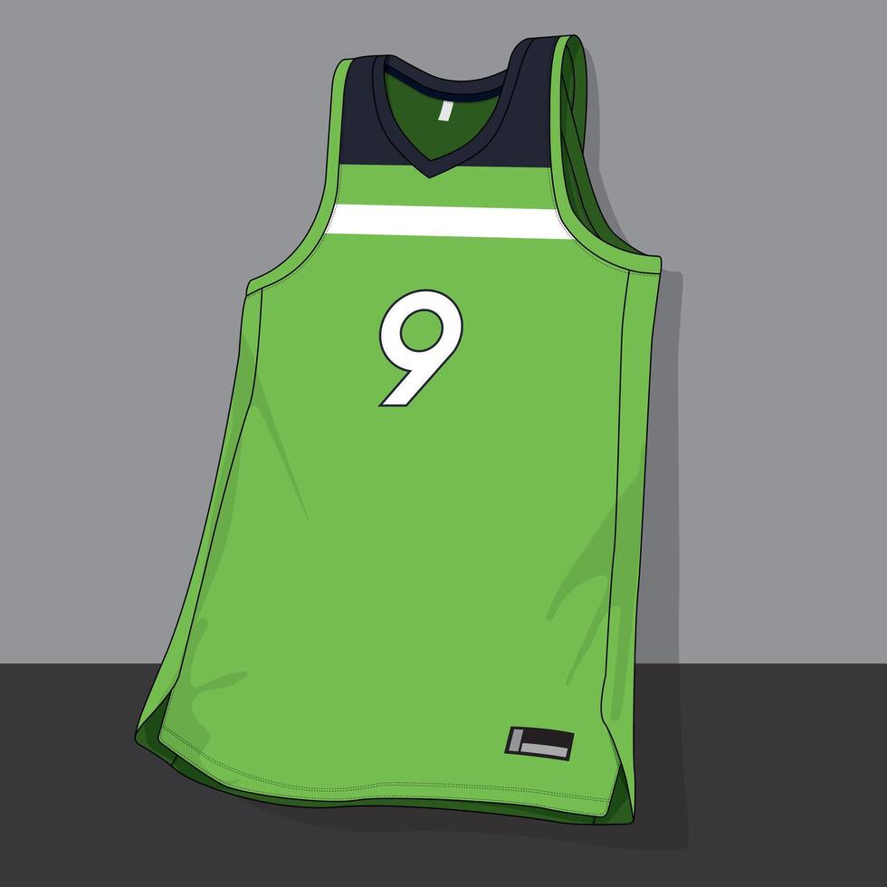 green basketball jersey front view vector
