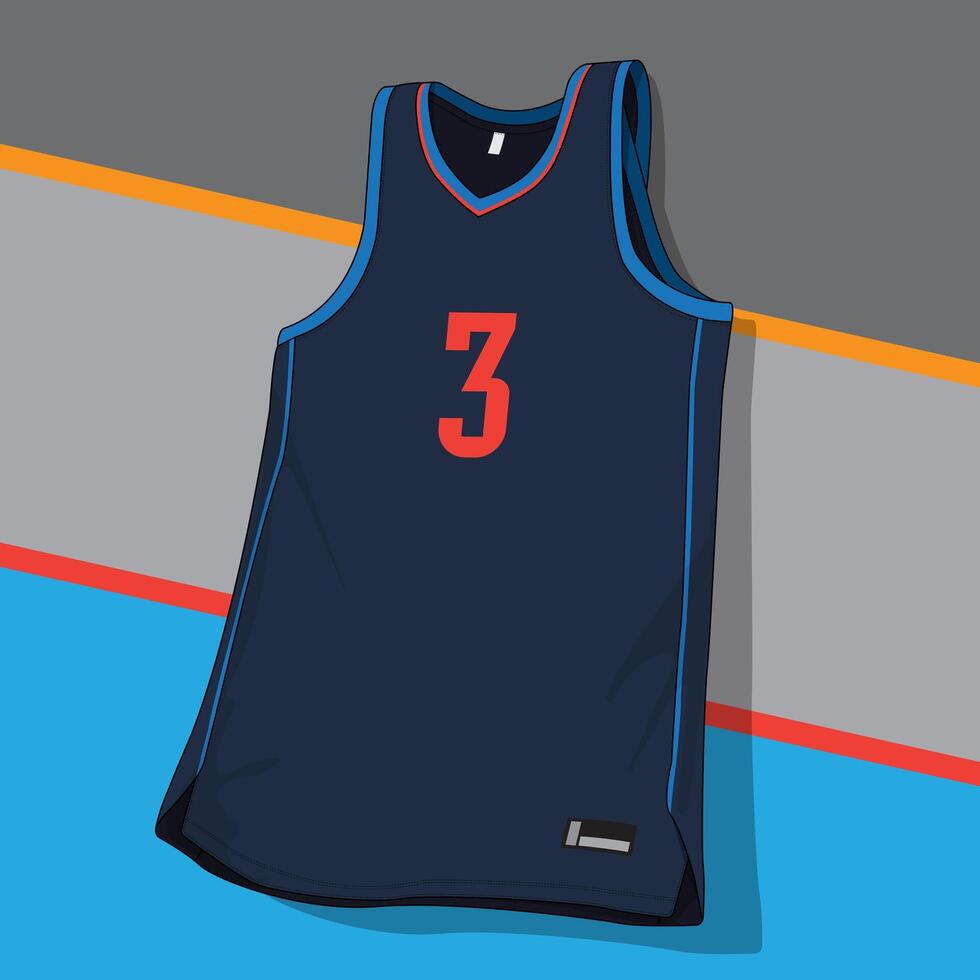 dark blue basketball jersey with number three uniform vector