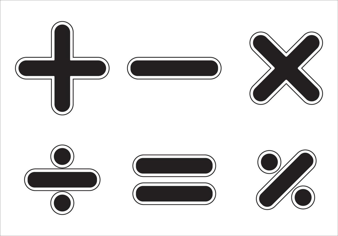 Math symbols basic arithmetic icon set illustration vector