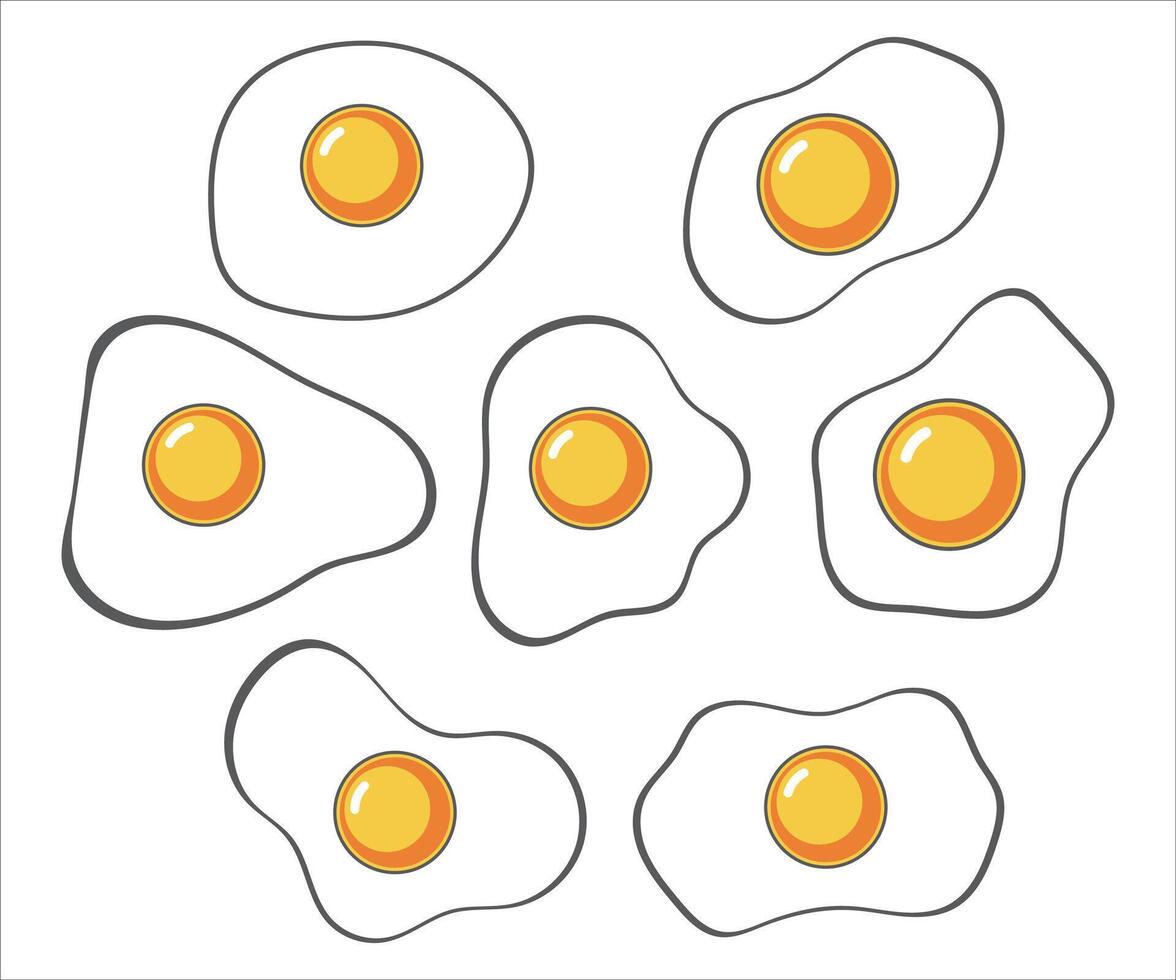 Egg breakfast icon set omelet, cooking fried food illustration vector