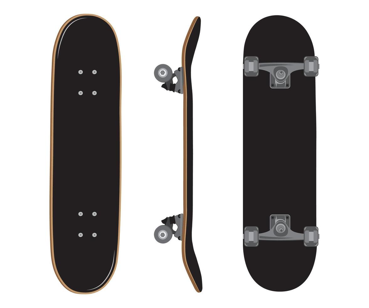 Skateboard black design hand drawn template illustration vector