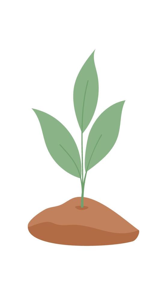 Green plant doodle icon. Sprout symbol of nature. A visual representation of a gift, flat style graphic, potential for eco themes, charity projects, or nature designs. vector
