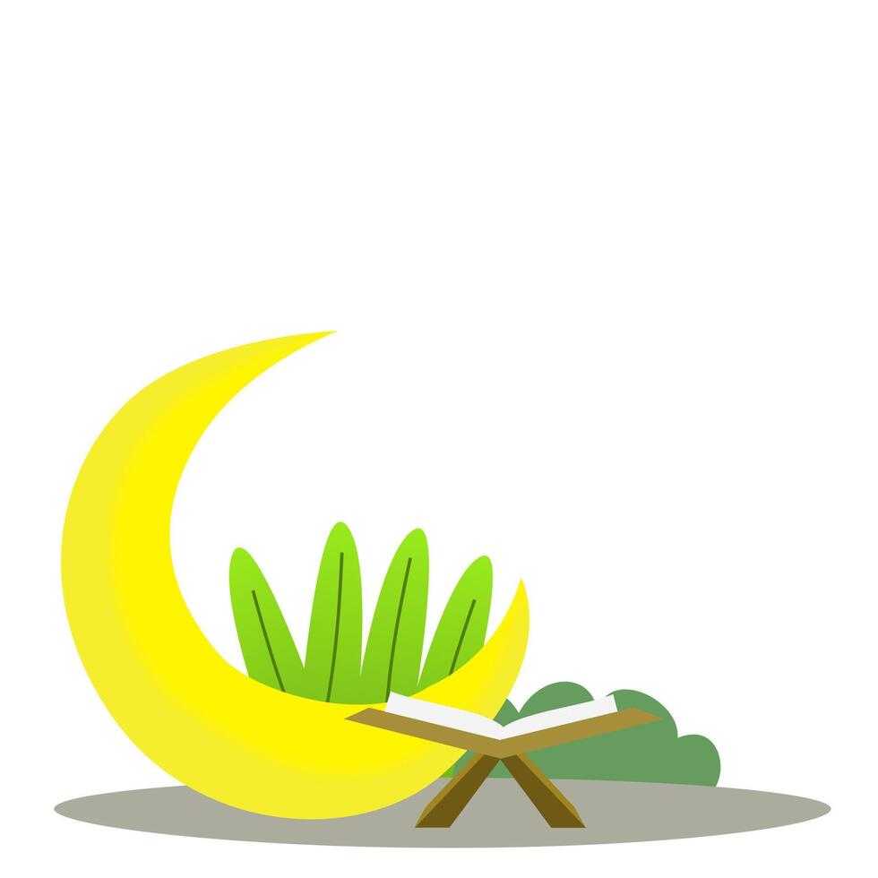 Ramadan Decoration With Crescent Moon and Quran. Ramadan ornament vector