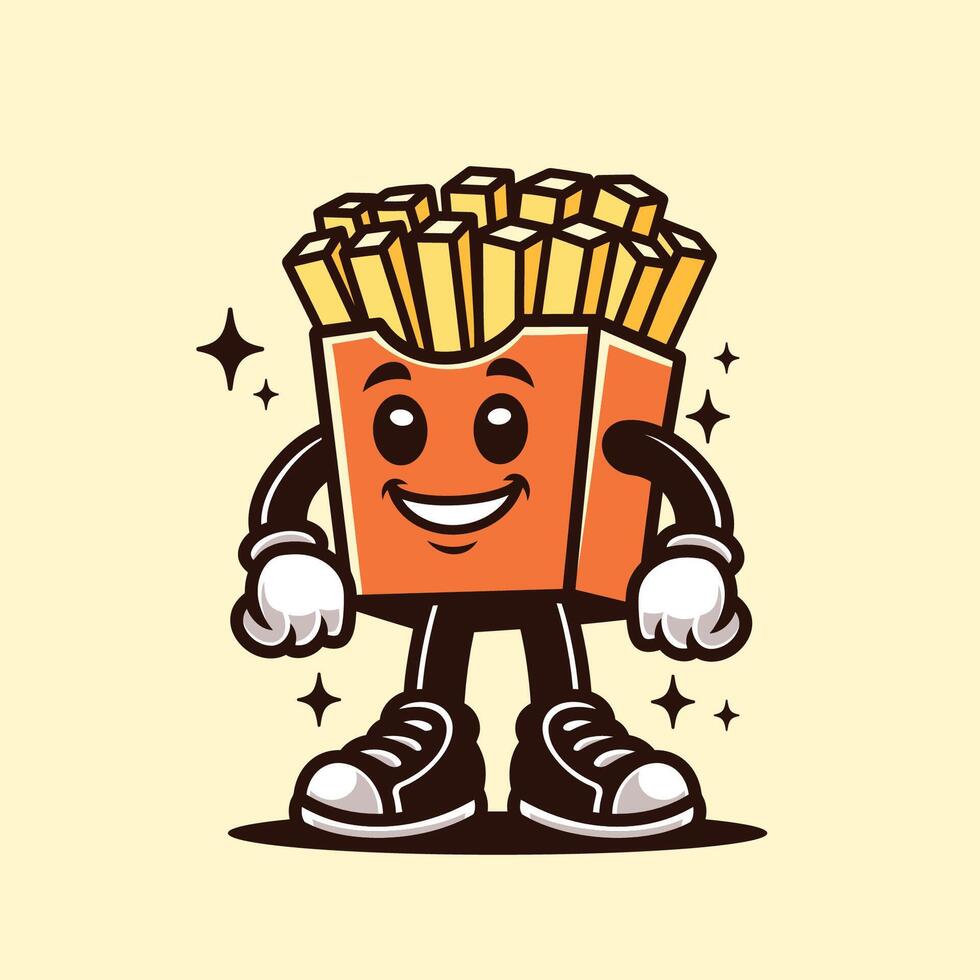 French Fries Retro Cartoon Character vector