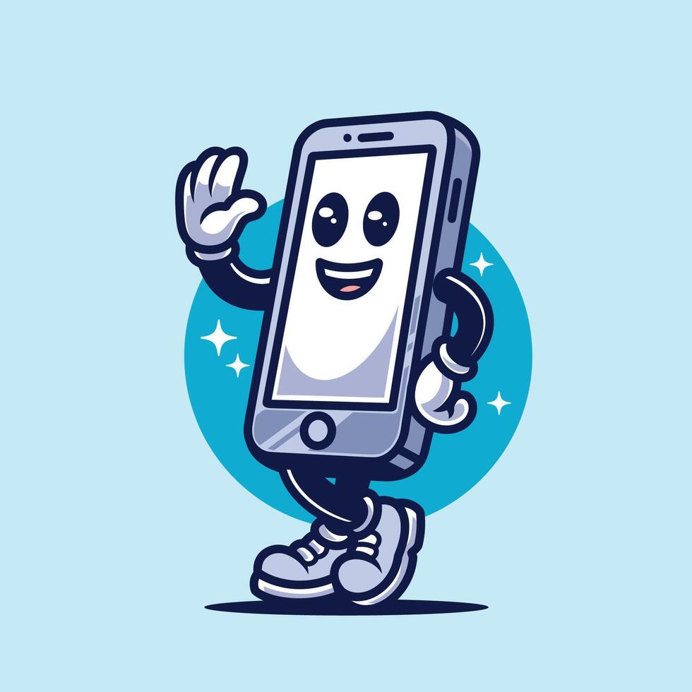 Phone Retro Vintage Mascot Character Cartoon vector