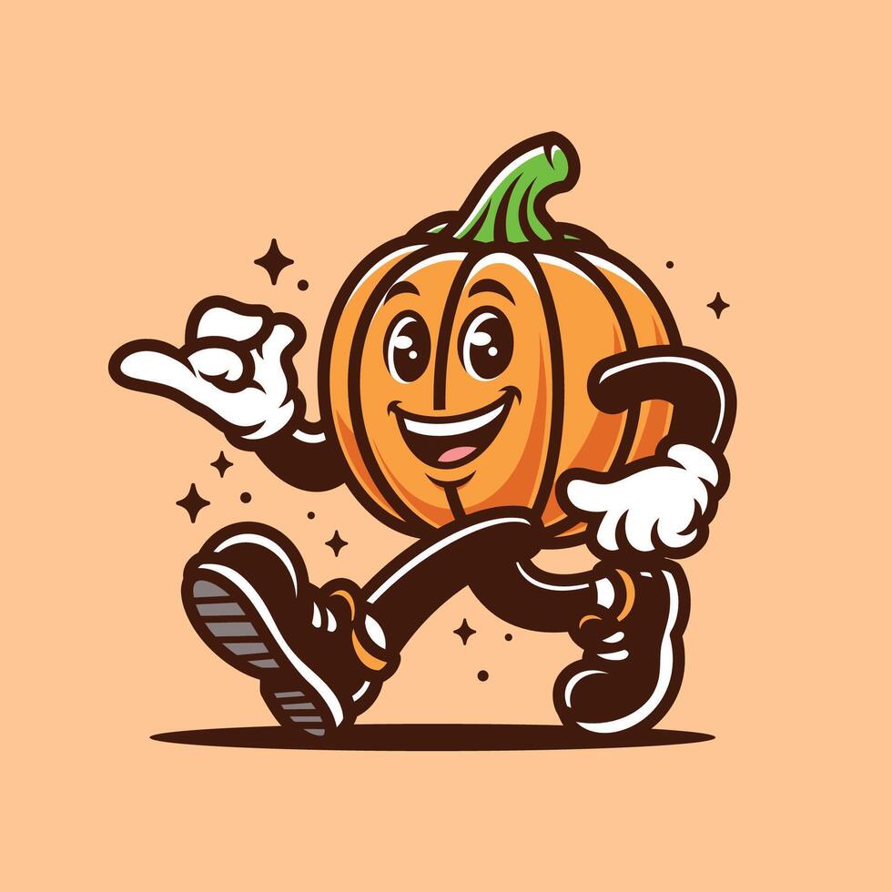 Pumpkin Retro Vintage Cartoon Character vector