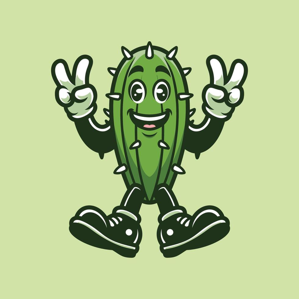 Cactus Retro Vintage Character vector