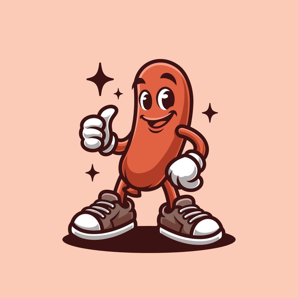 Happy Sausage Retro Vintage Character vector