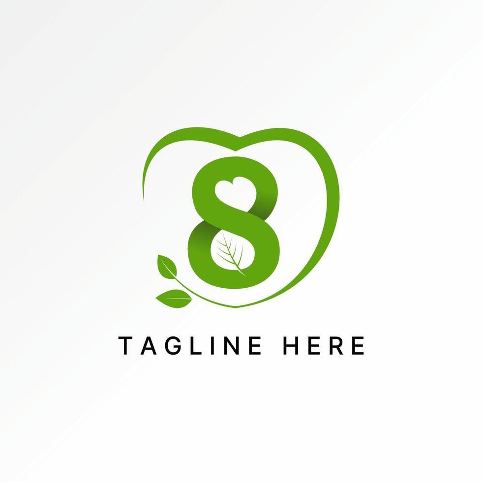 Logo design graphic concept creative premium stock image graphic initial number 8 font love leaf nature flora sweet to monogram romance ecology vector