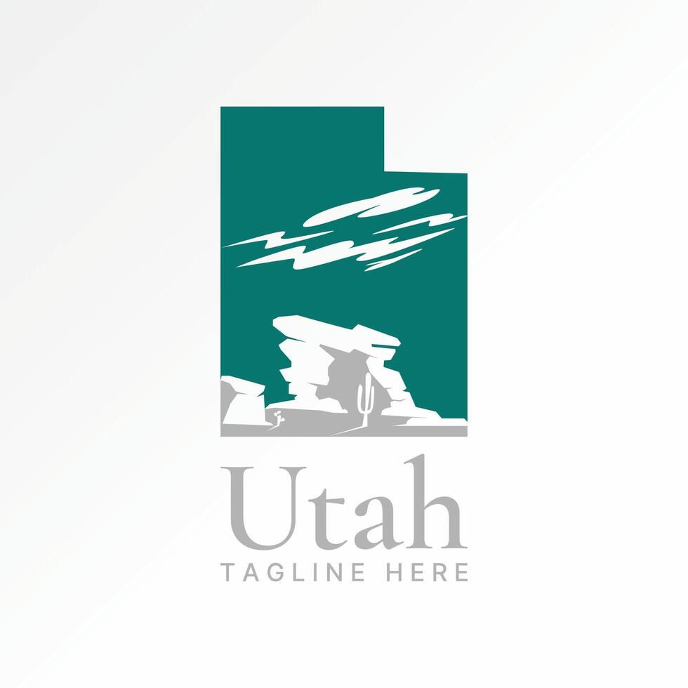 Logo design graphic concept creative premium stock image graphic Utah maps stone canyon arch arizona to ancient indian national desert landmark vector