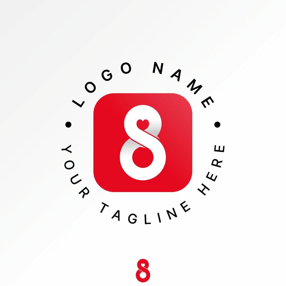 Logo design graphic concept creative premium stock image graphic initial number 8 font love negative space sweet to monogram romance branding vector