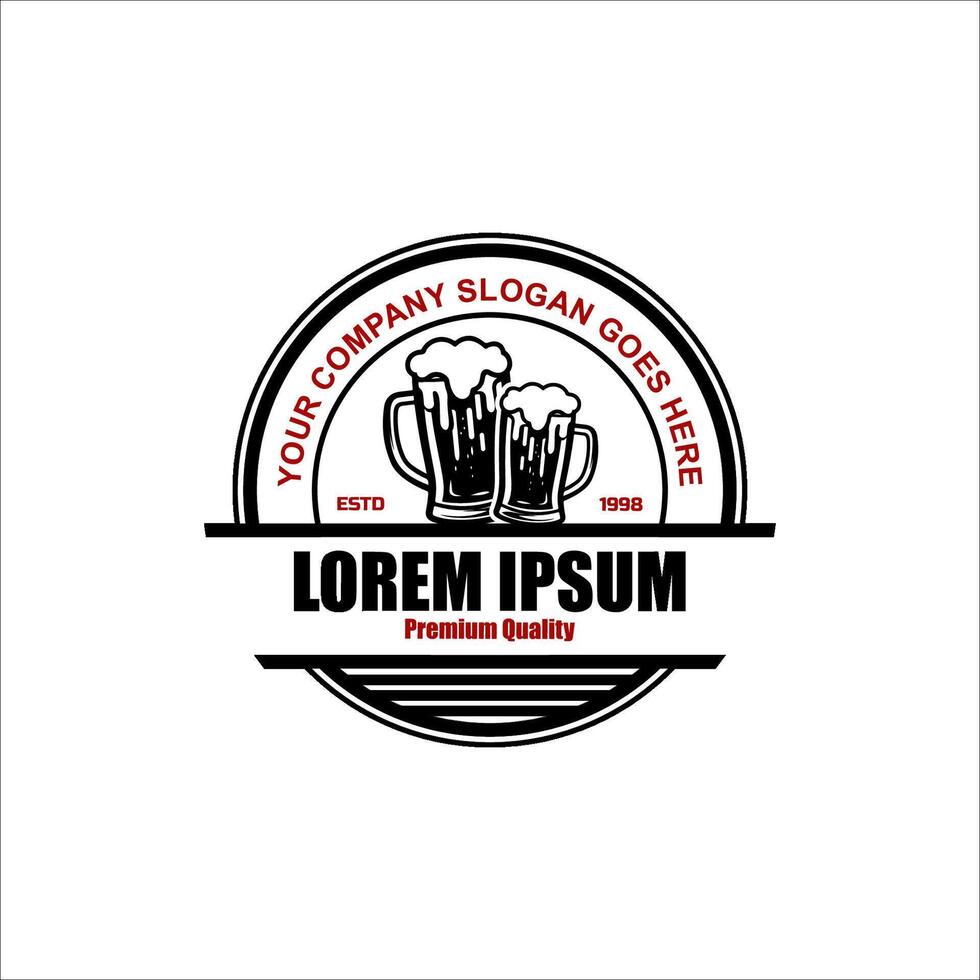Brewery badges. Beer production decorative labels or logos with place for text recent alcohol symbols vector