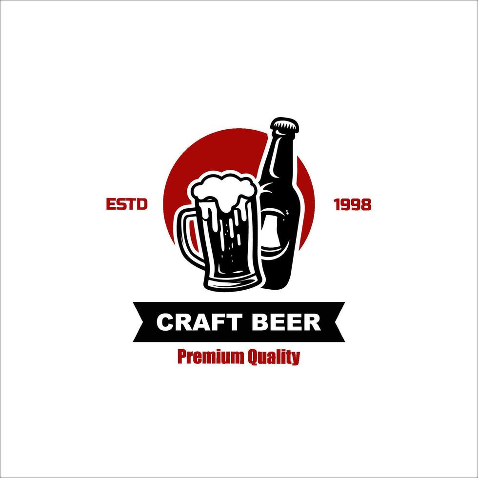 vintage beer logo brewery emblem, badge, label. handmade illustration vector