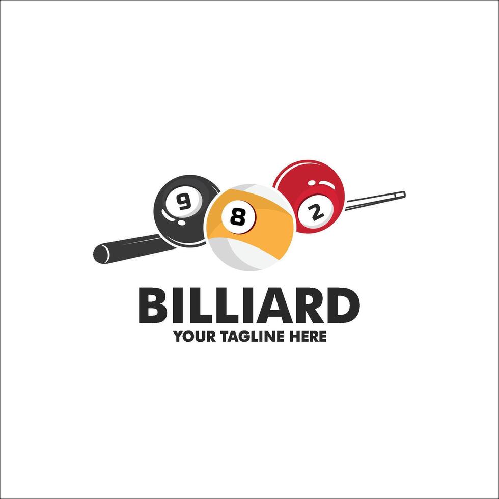 Billiard Logo Minimalist Design Ball and Stick Symbol Illustration Template vector