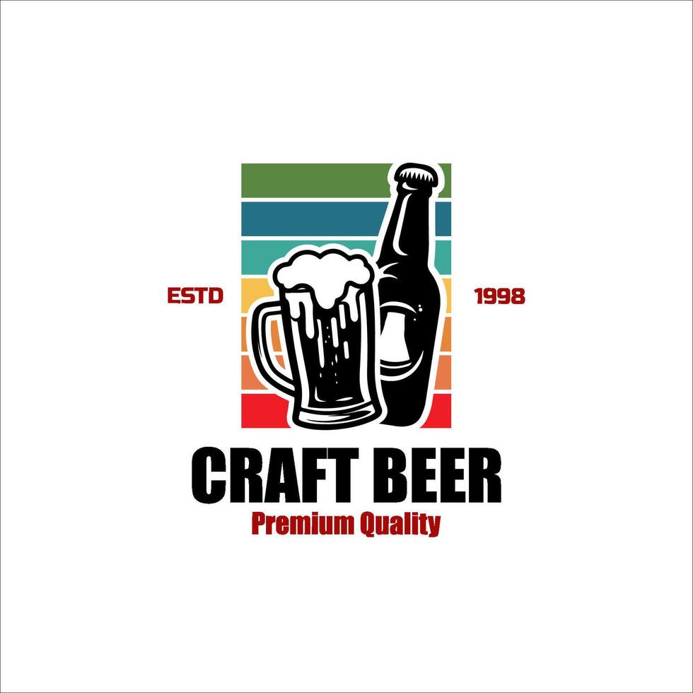 logo template for whiskey wine beer badge emblem retro badge logo for beer house bar brewing company brewery. vector
